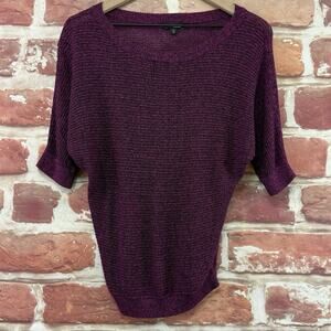 Express Sweater Women's Medium Purple Black Heathered Casual Knit Popover